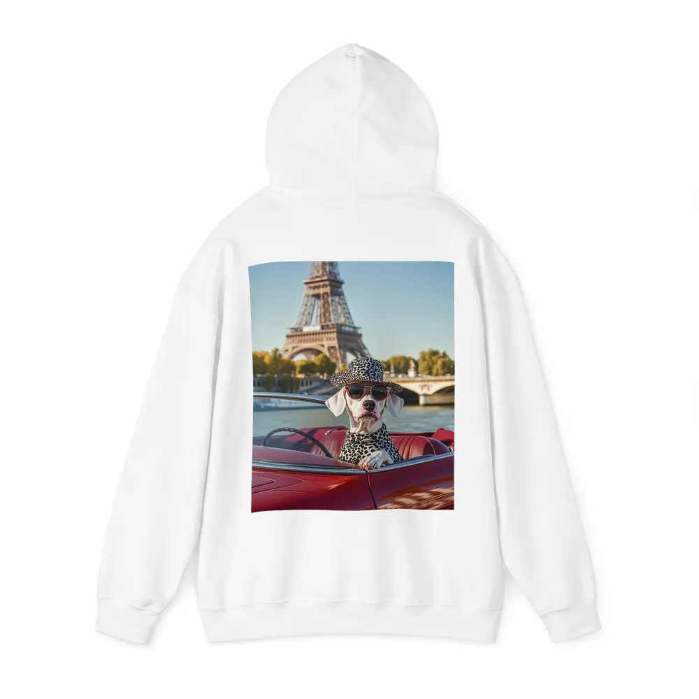 Dalmatian Dog Driving Red Car Paris – Hoodies