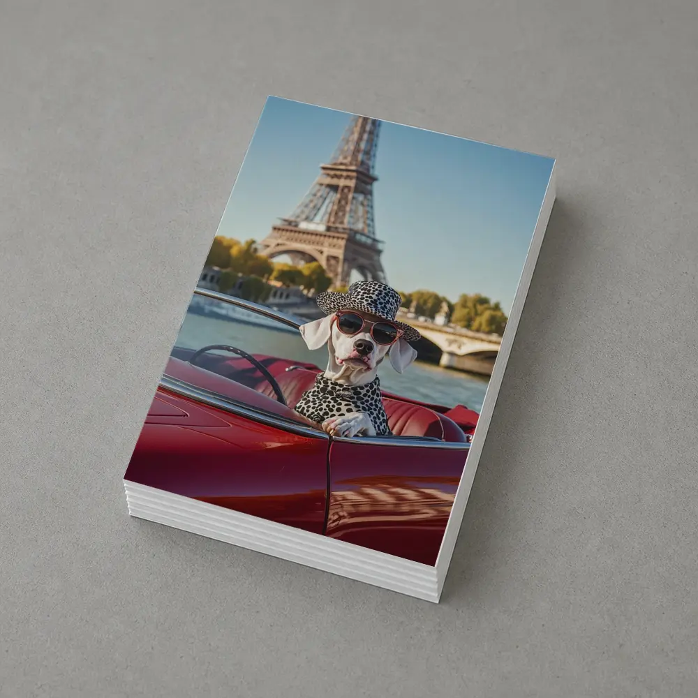 Dalmatian Dog Driving Red Car Paris – Postcards
