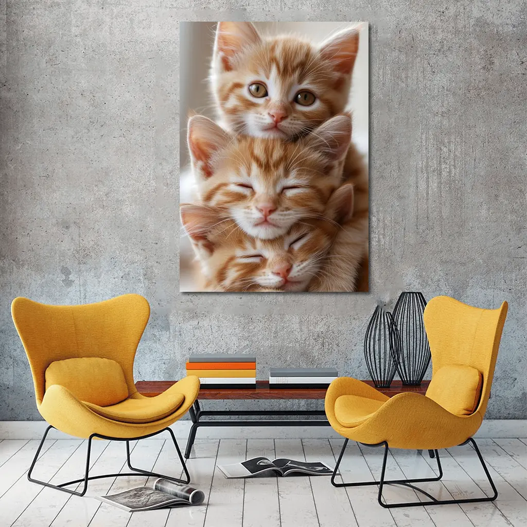 Two Orange Tabby Kittens Cuddling Together – Wall Art
