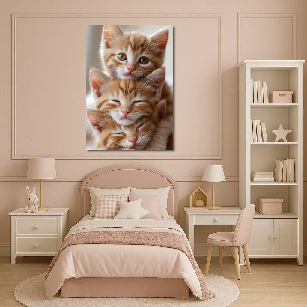 Two Orange Tabby Kittens Cuddling Together – Wall Art