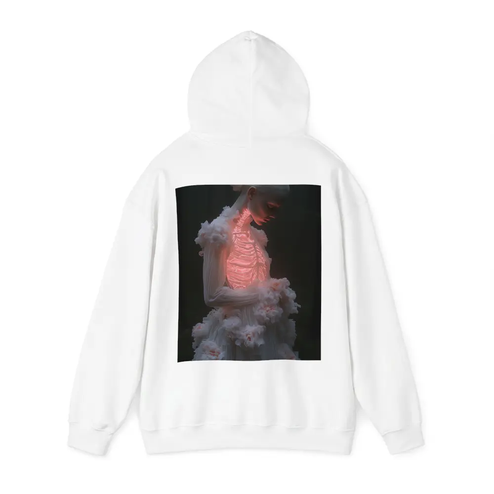 Glowing Figure White Floral Dark Forest – Hoodies