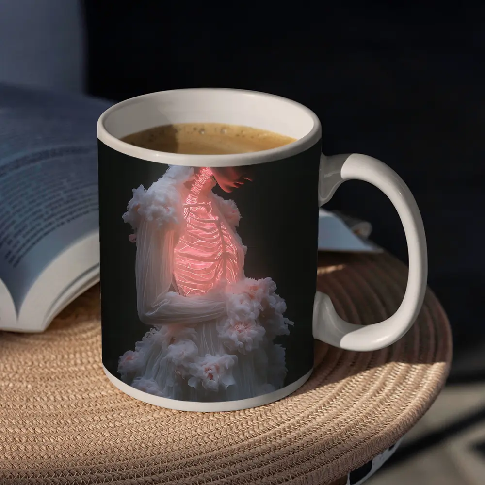Glowing Figure White Floral Dark Forest – Mugs