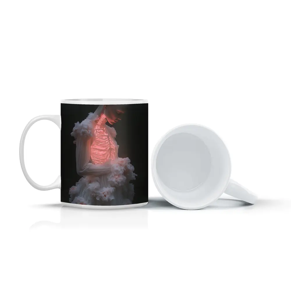 Glowing Figure White Floral Dark Forest – Mugs