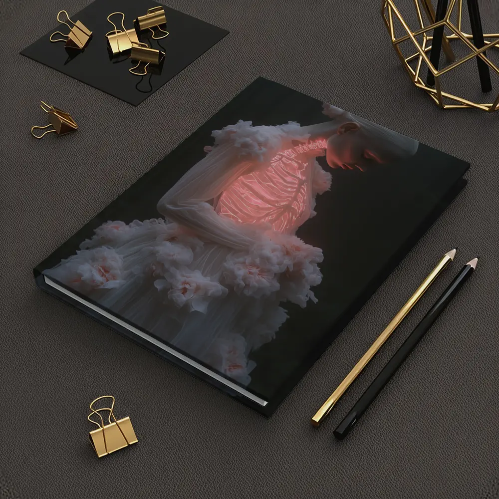 Glowing Figure White Floral Dark Forest – Notebooks