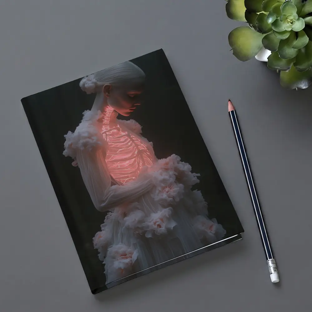 Glowing Figure White Floral Dark Forest – Notebooks