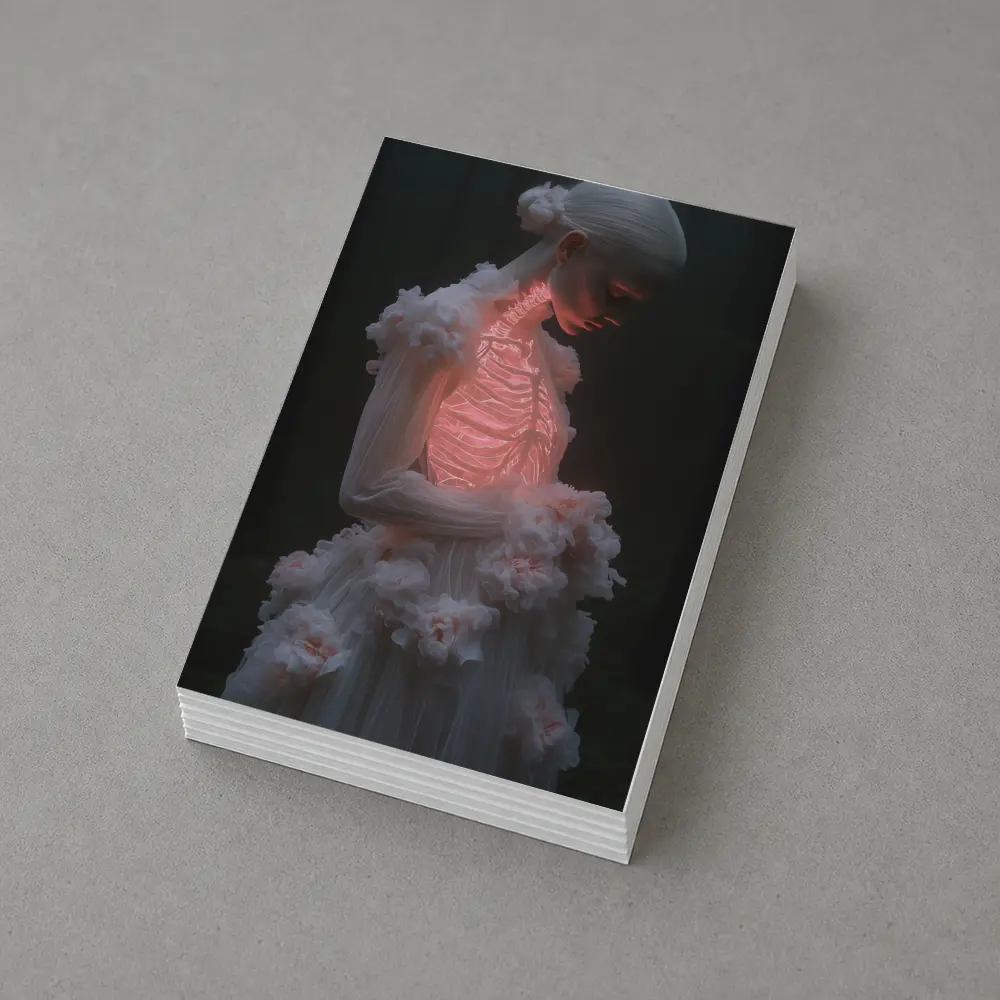 Glowing Figure White Floral Dark Forest – Postcards