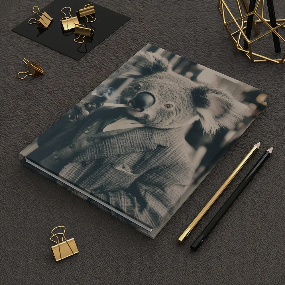 Koala In Suit Smoking Vintage Street Portrait – Notebooks