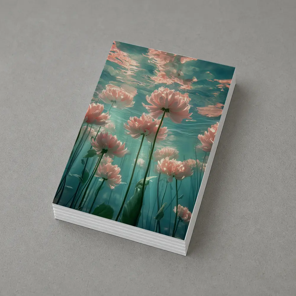 Pink Flowers Blooming Underwater Teal Ocean – Postcards