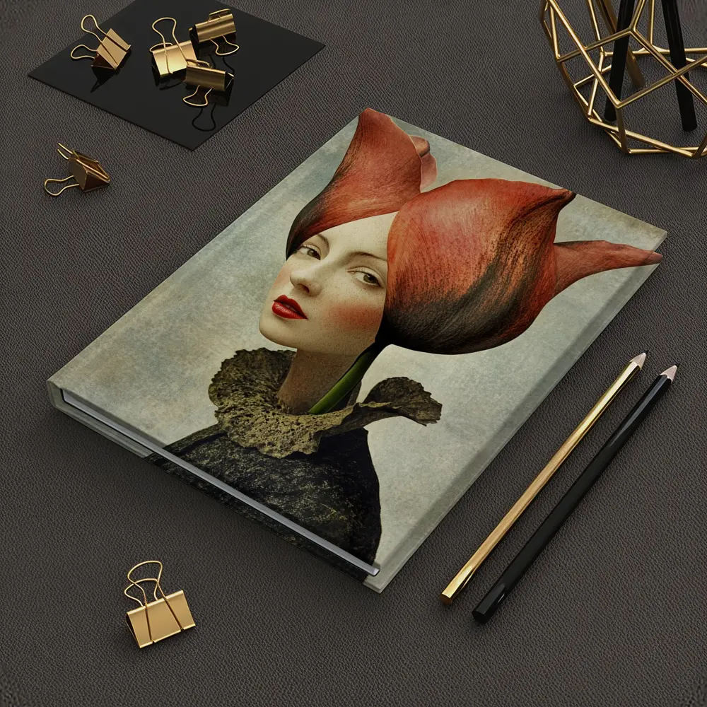 Woman Portrait Tulip Flower Head Surreal Art – Notebooks