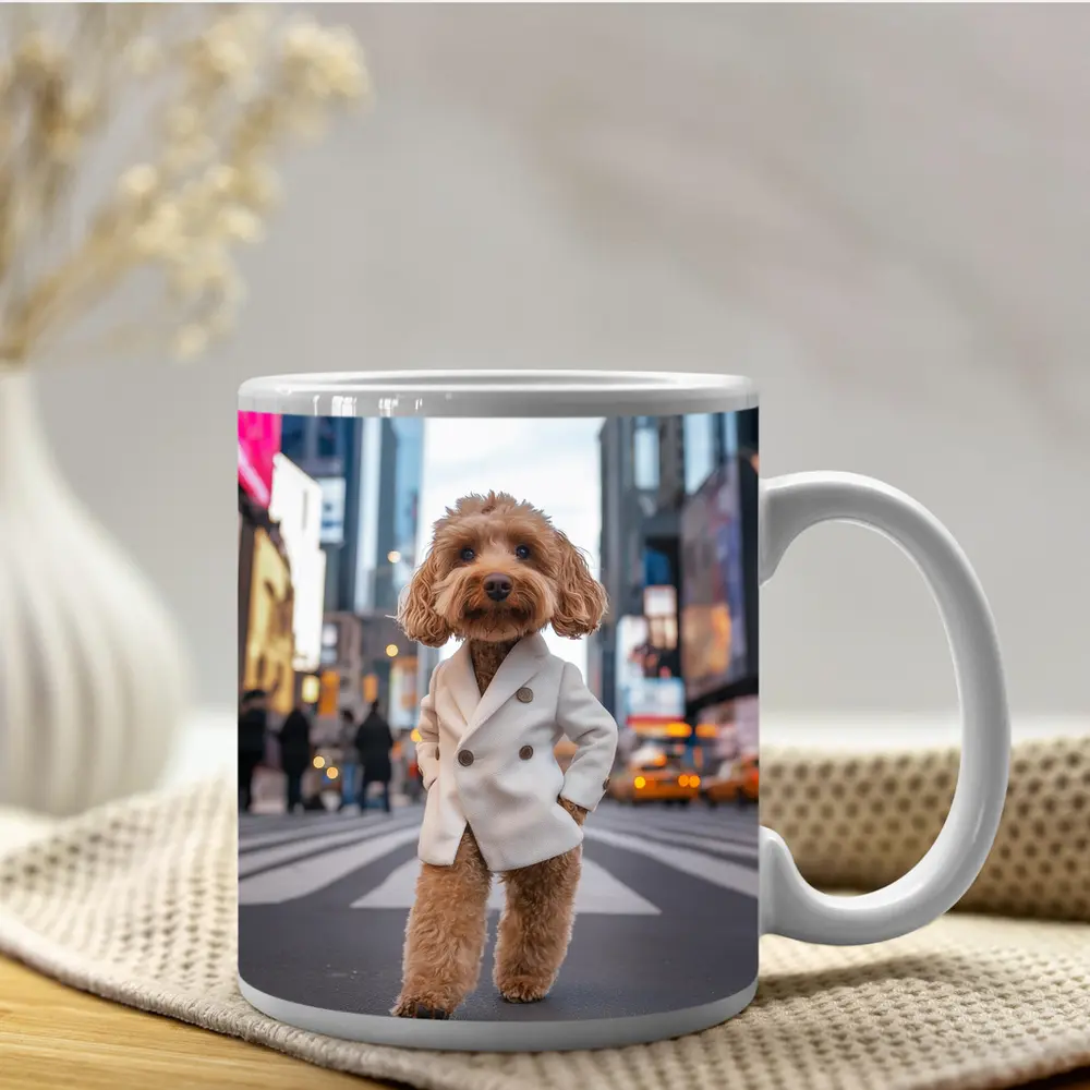 Cockapoo Dog White Coat New York City – Mugs