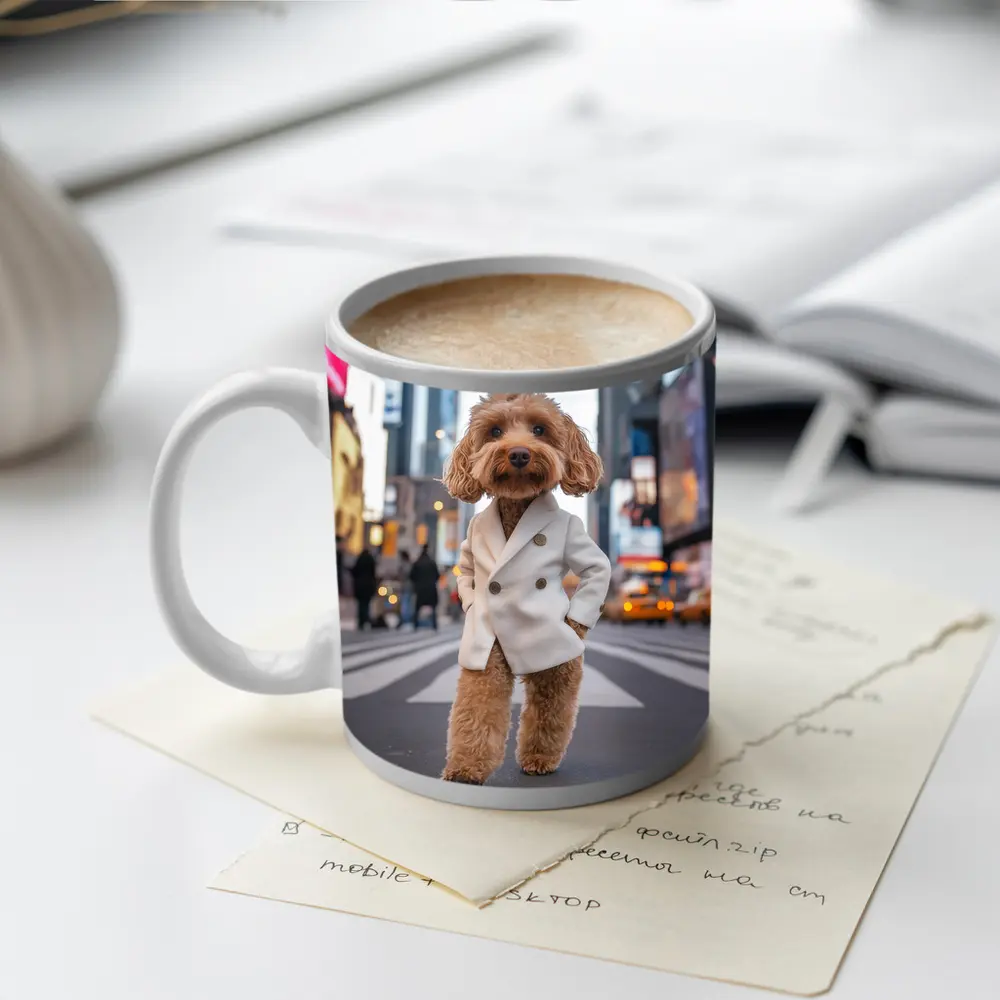 Cockapoo Dog White Coat New York City – Mugs