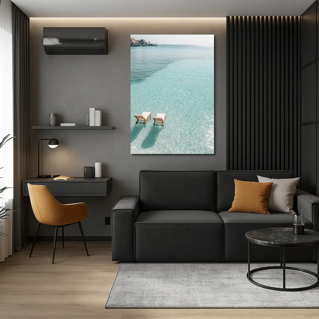 Two Sun Chairs Clear Turquoise Tropical Lagoon – Wall Art