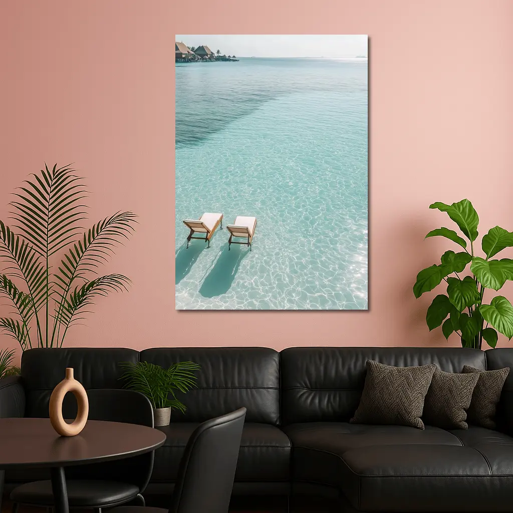 Two Sun Chairs Clear Turquoise Tropical Lagoon – Wall Art