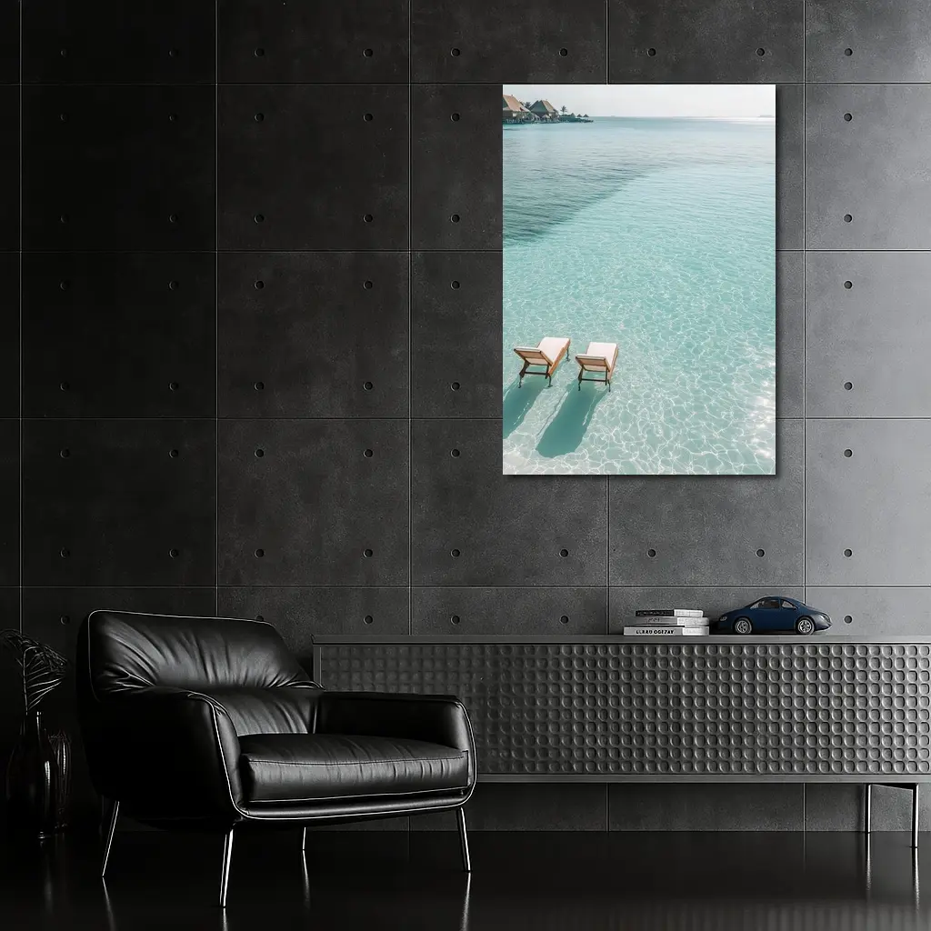 Two Sun Chairs Clear Turquoise Tropical Lagoon – Wall Art