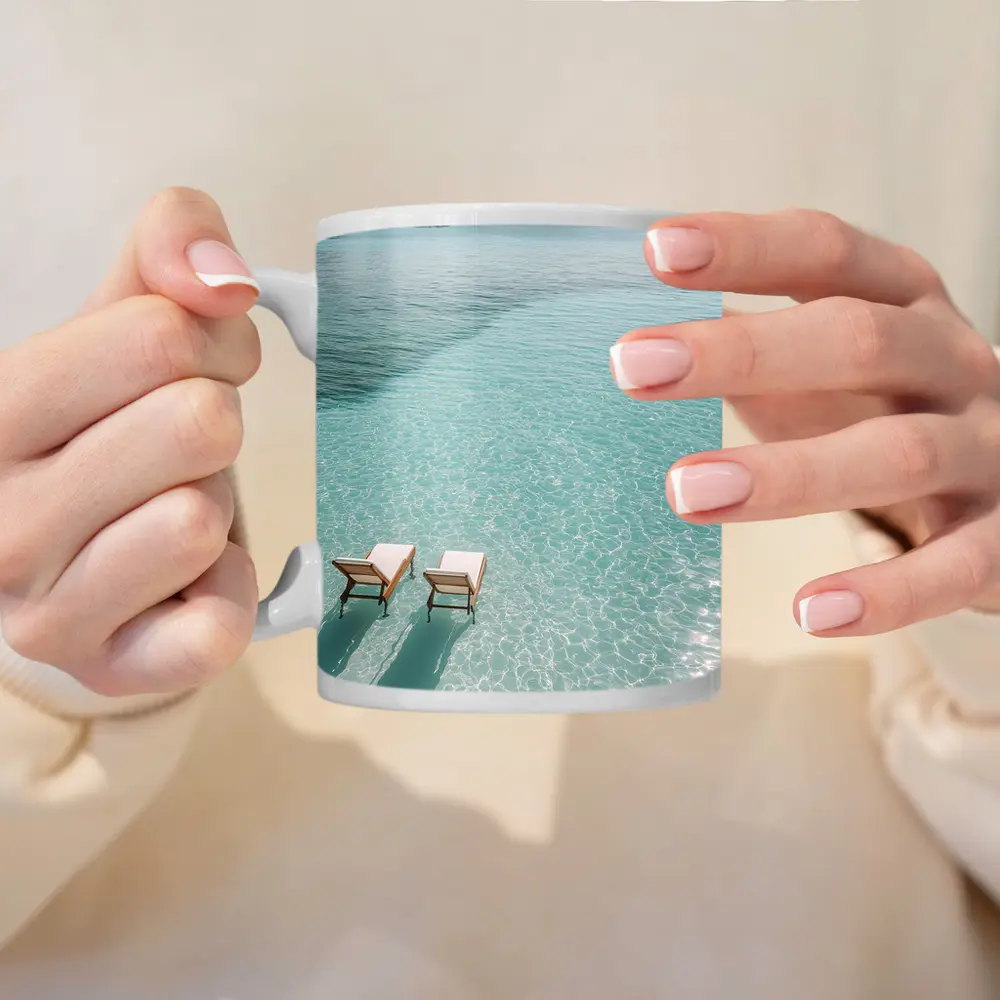 Two Sun Chairs Clear Turquoise Tropical Lagoon – Mugs