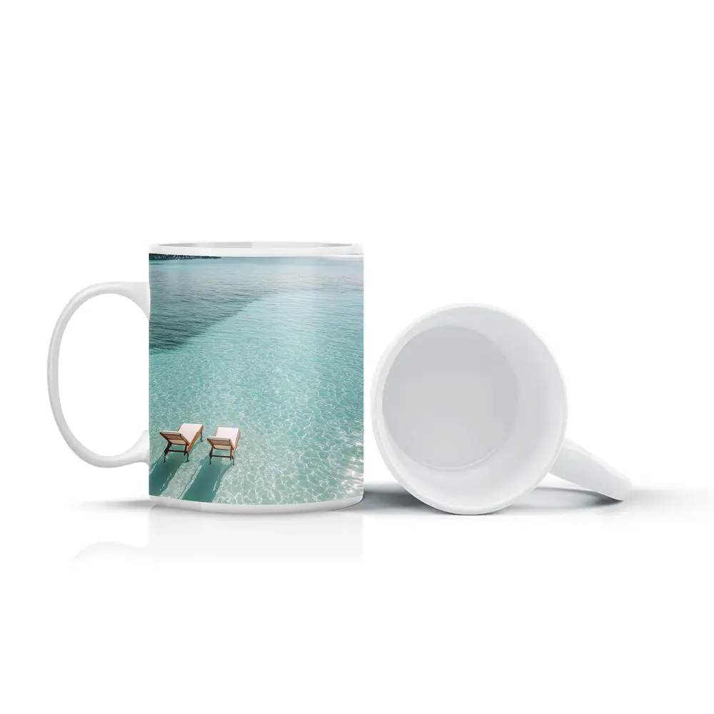 Two Sun Chairs Clear Turquoise Tropical Lagoon – Mugs