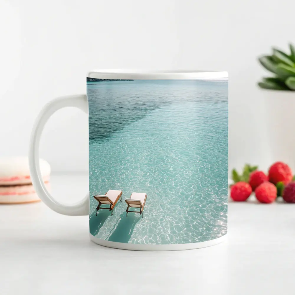 Two Sun Chairs Clear Turquoise Tropical Lagoon – Mugs