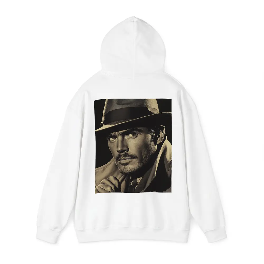 Noir Portrait Man Fedora Hat Dark Background – Hoodies