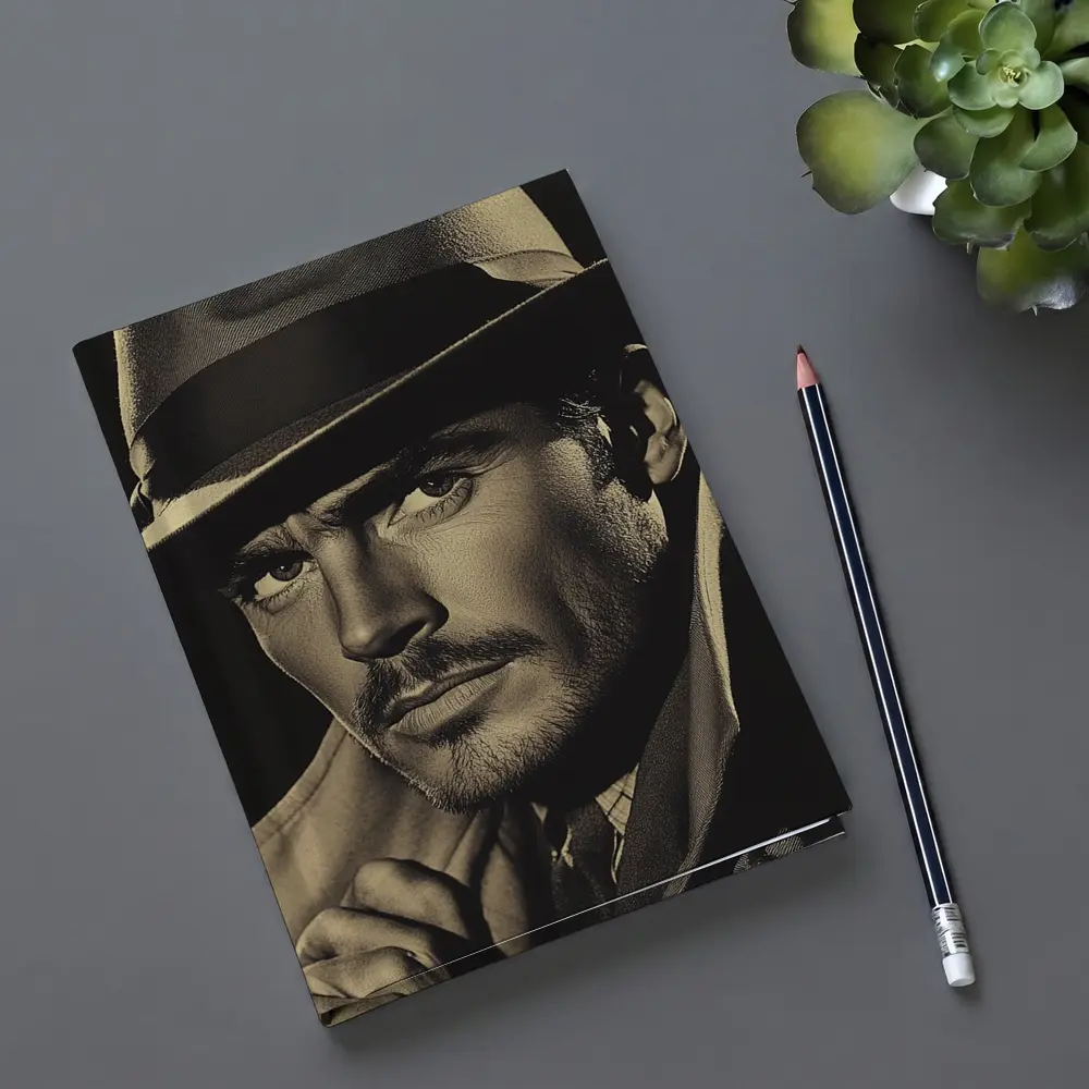 Noir Portrait Man Fedora Hat Dark Background – Notebooks