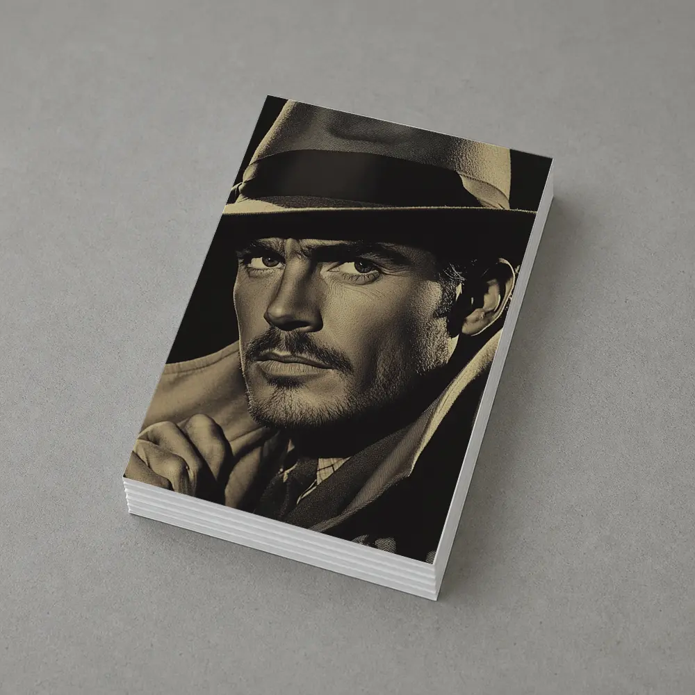 Noir Portrait Man Fedora Hat Dark Background – Postcards