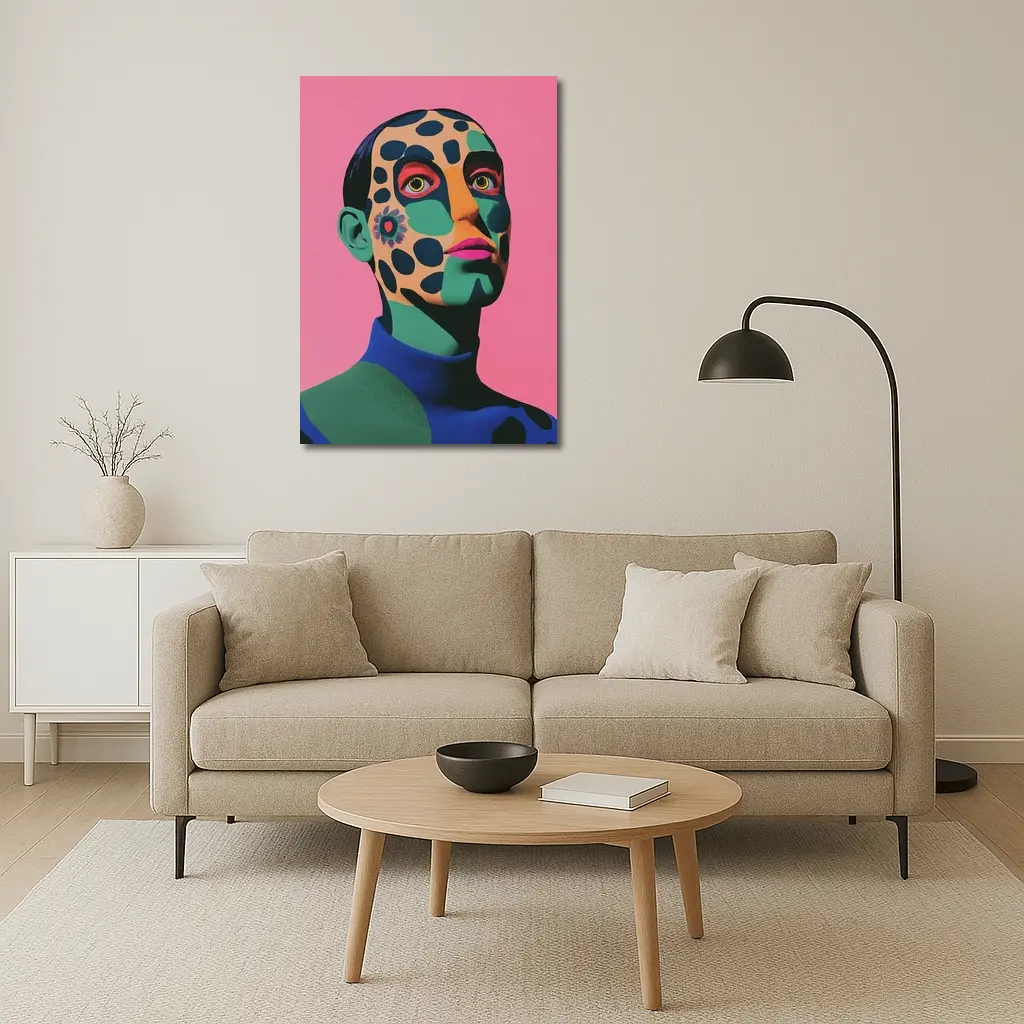 Pop Art Portrait Woman Pink Background – Wall Art