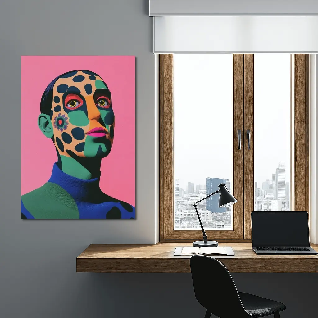Pop Art Portrait Woman Pink Background – Wall Art