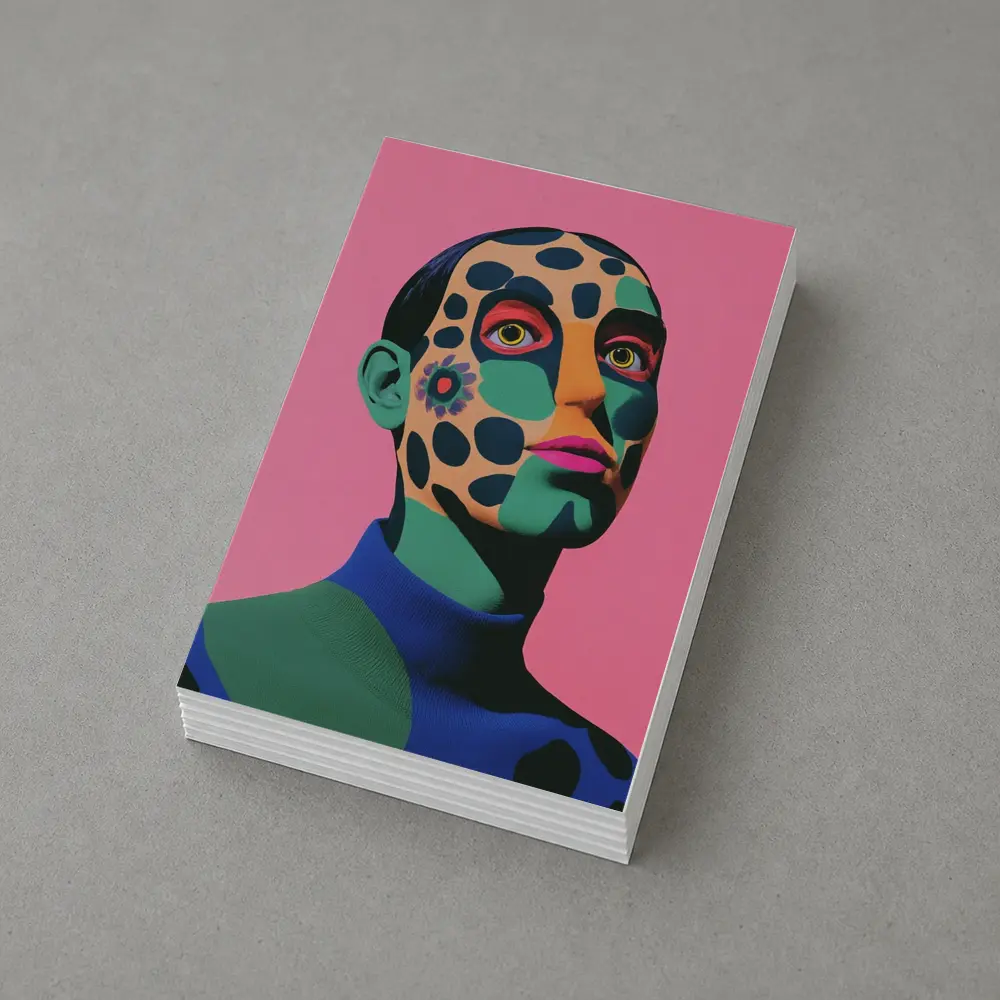 Pop Art Portrait Woman Pink Background – Postcards