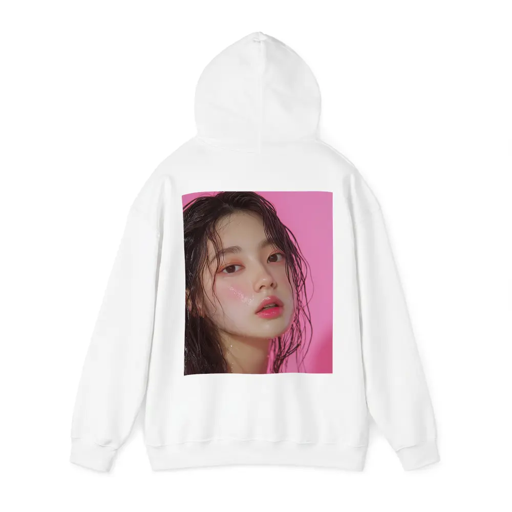 Korean Woman Wet Hair Pink Background – Hoodies