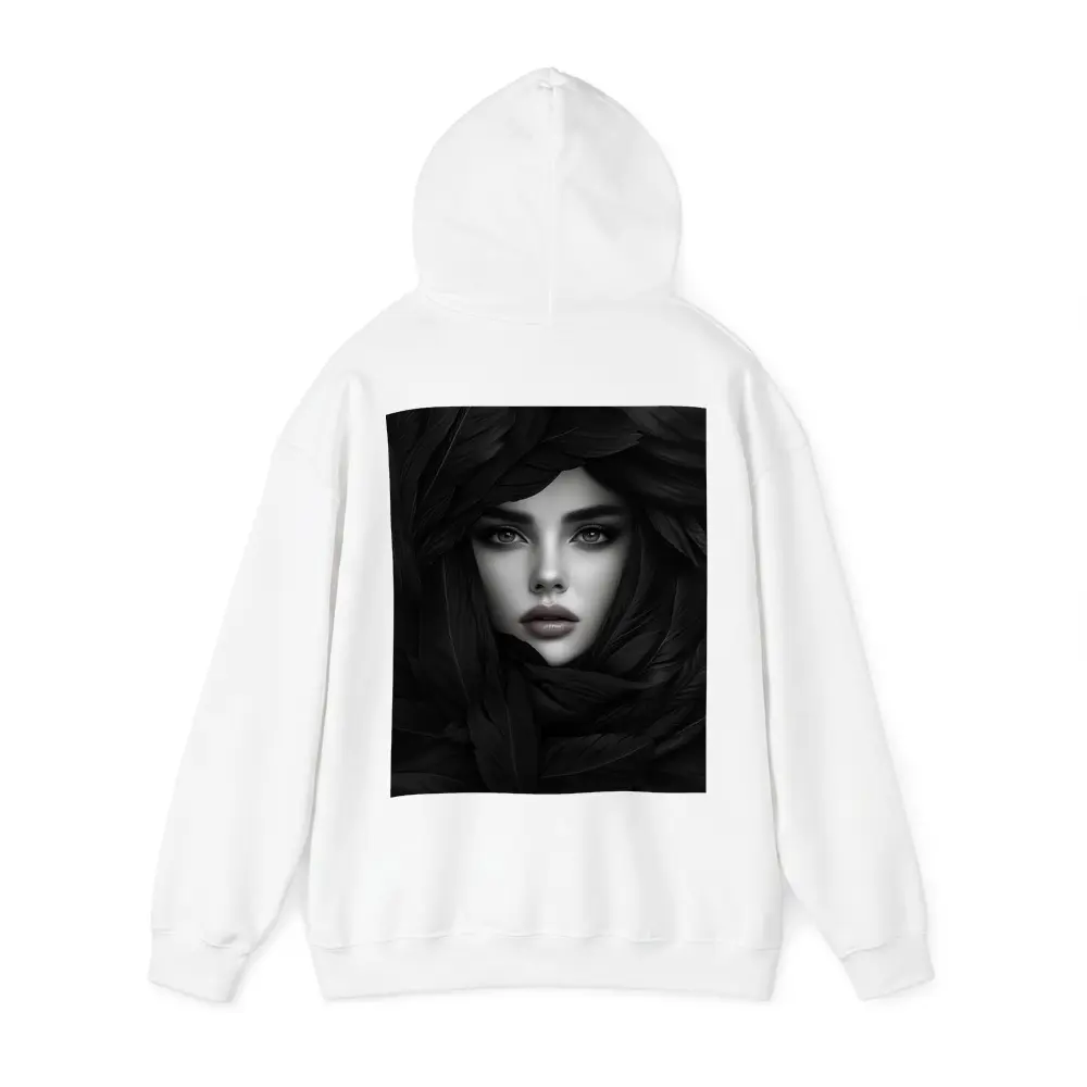 Woman Portrait Surrounded By Dark Feathers – Hoodies