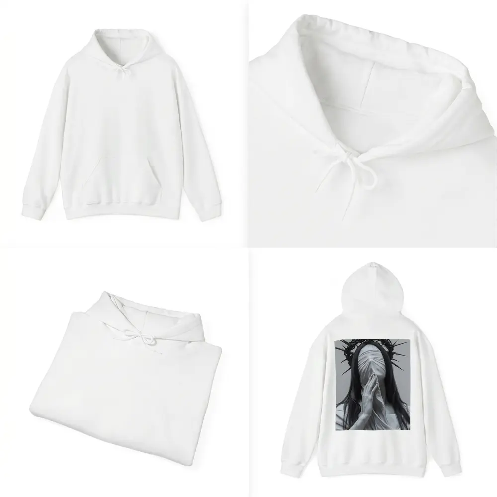 White Marble Figure Crown of Thorns Prayer – Hoodies