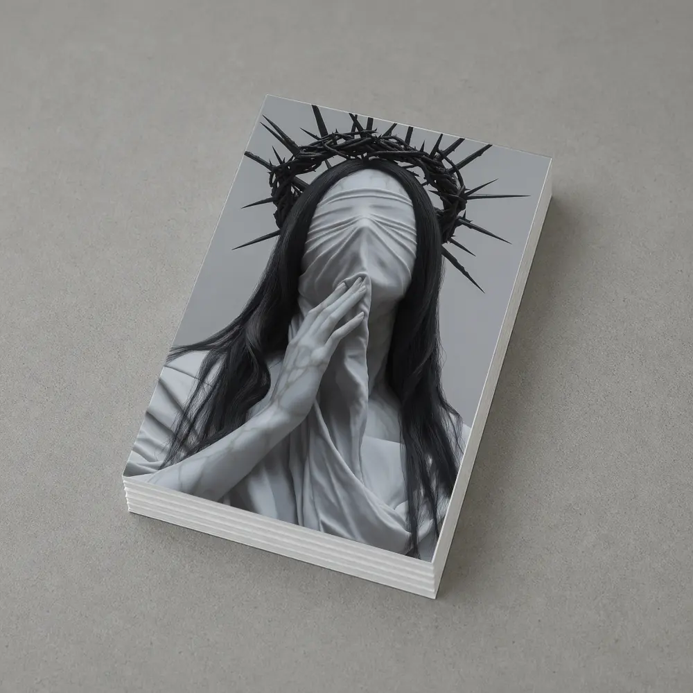 White Marble Figure Crown of Thorns Prayer – Postcards