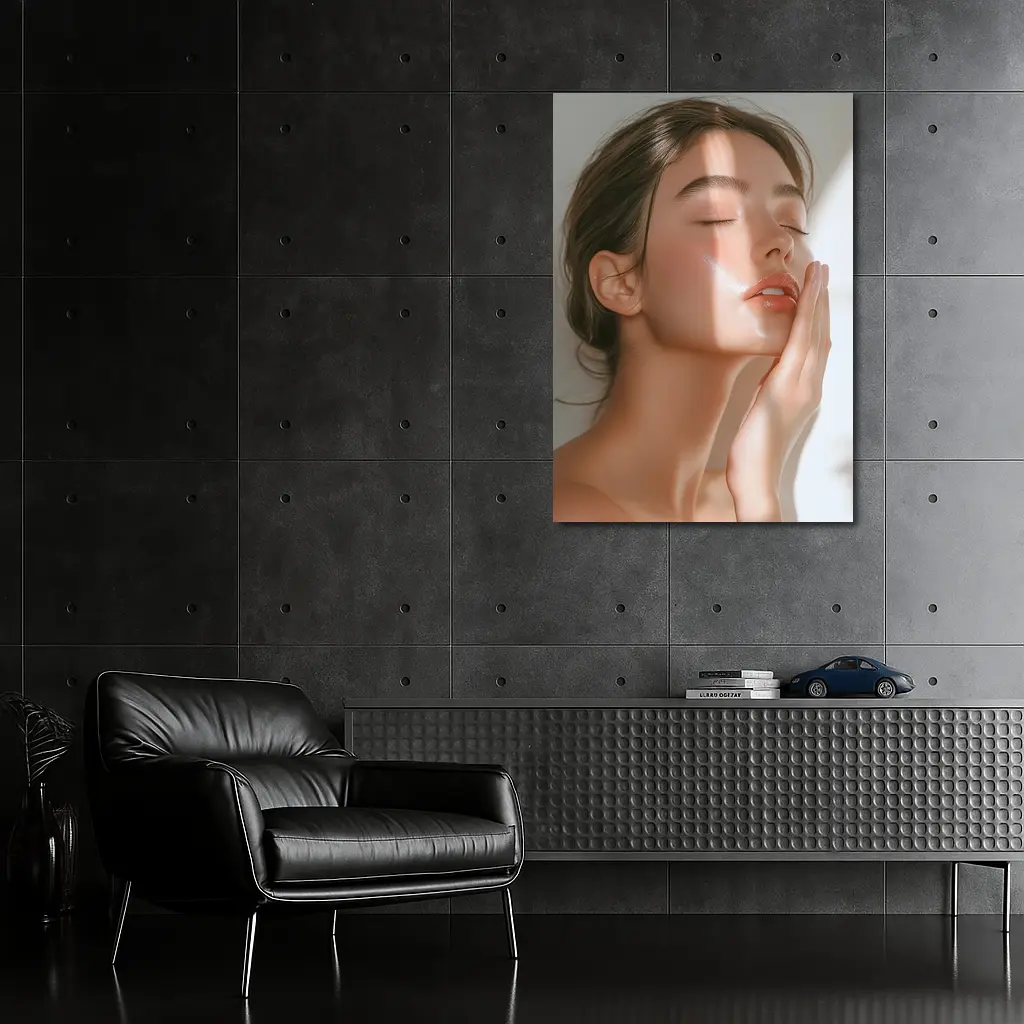 Woman Touching Face Soft Light Beauty – Wall Art