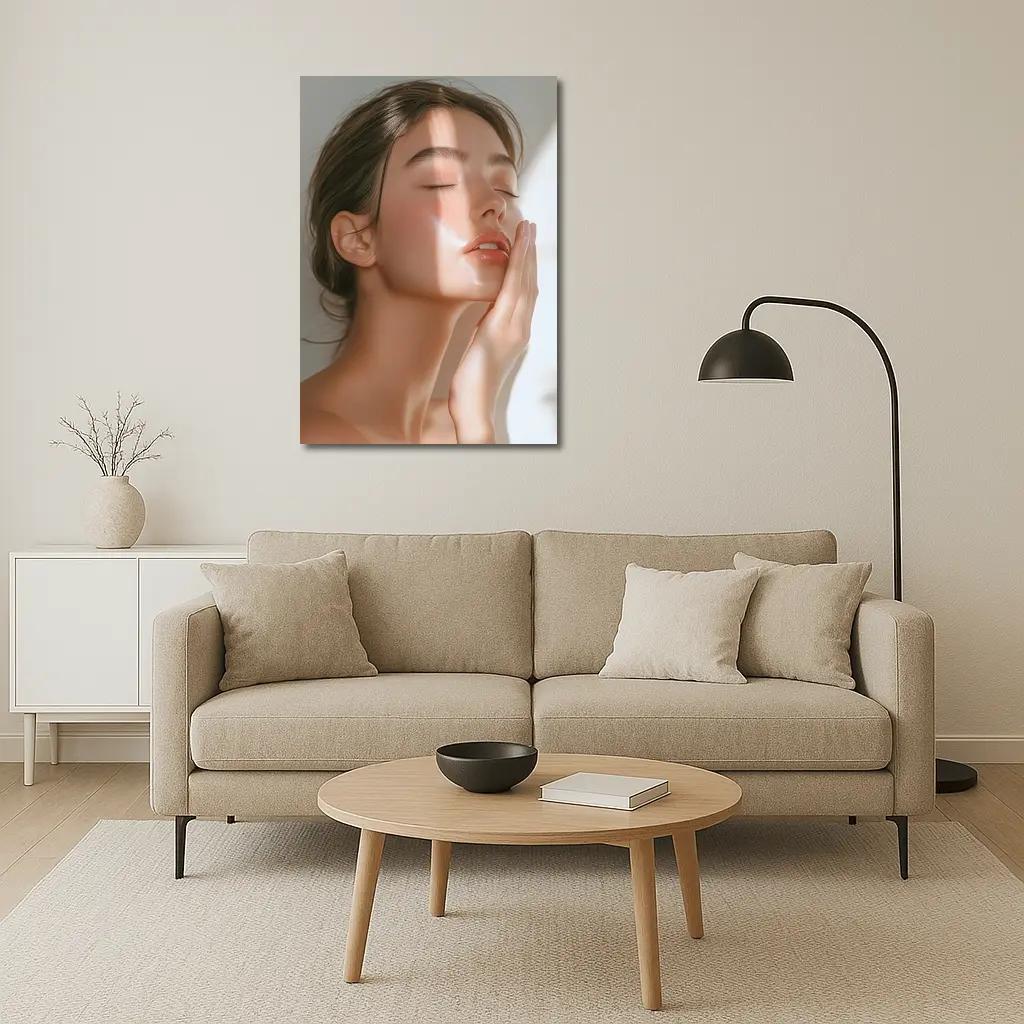 Woman Touching Face Soft Light Beauty – Wall Art