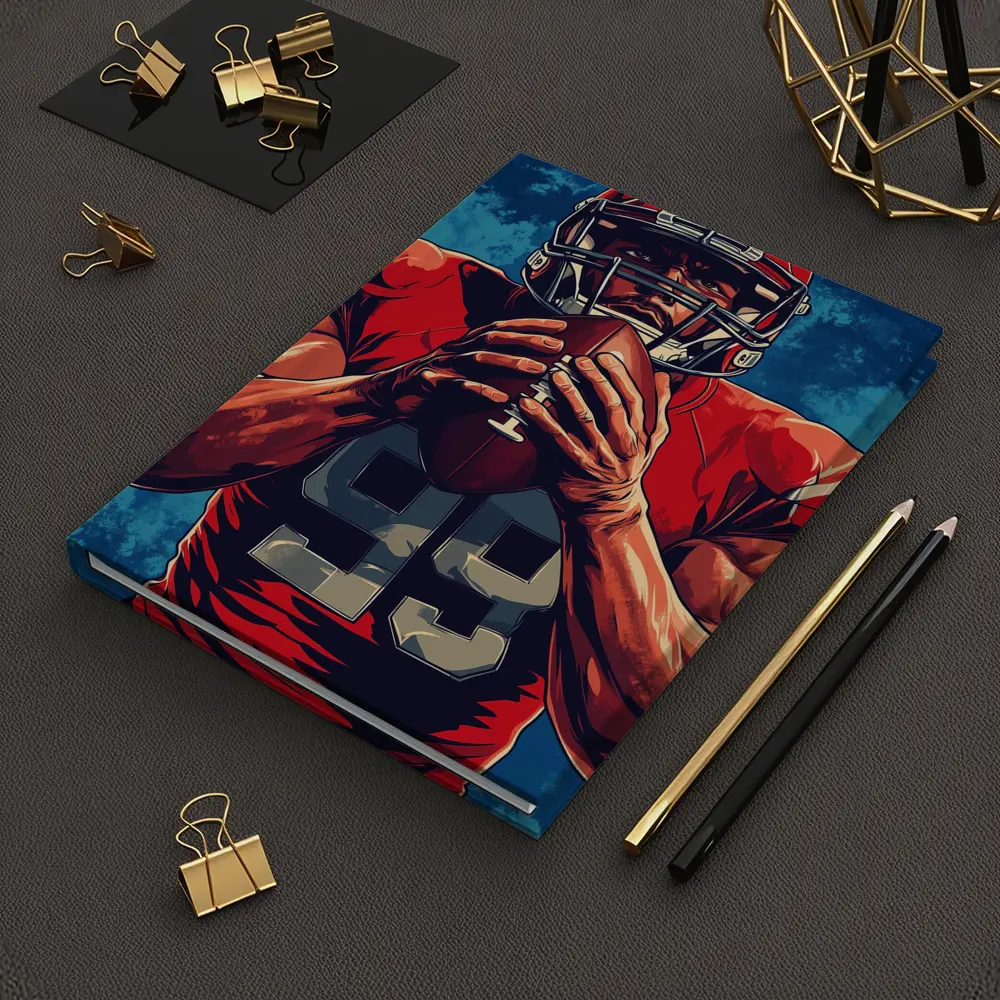 NFL Football Player Red Uniform Blue Background – Notebooks