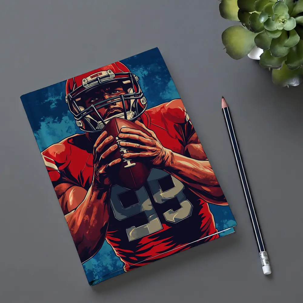 NFL Football Player Red Uniform Blue Background – Notebooks