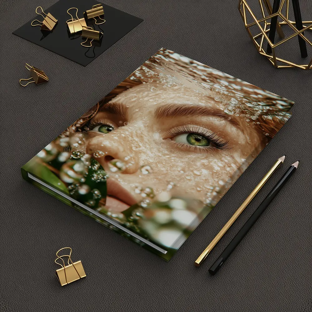 Woman Green Eyes Underwater Water Bubbles – Notebooks
