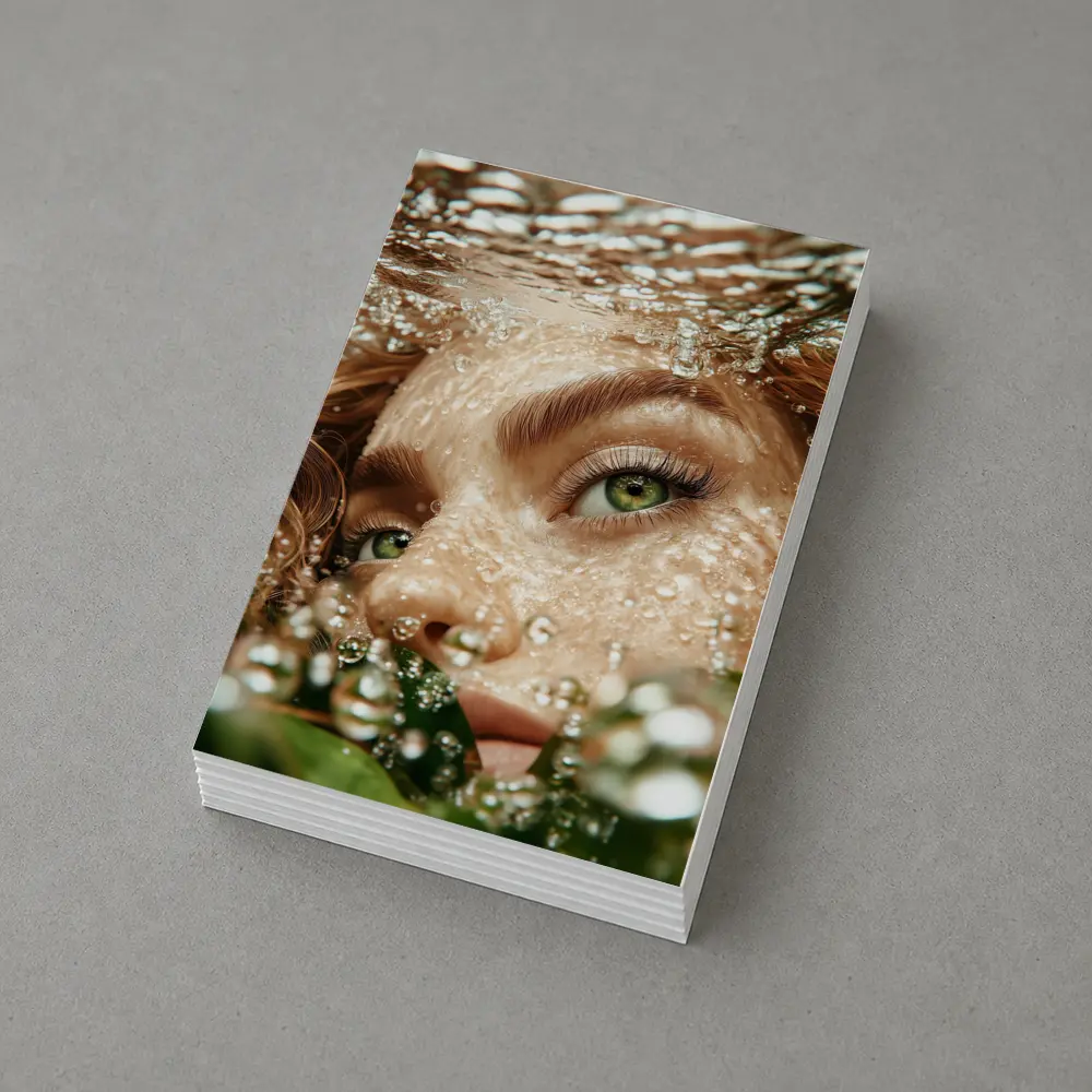 Woman Green Eyes Underwater Water Bubbles – Postcards