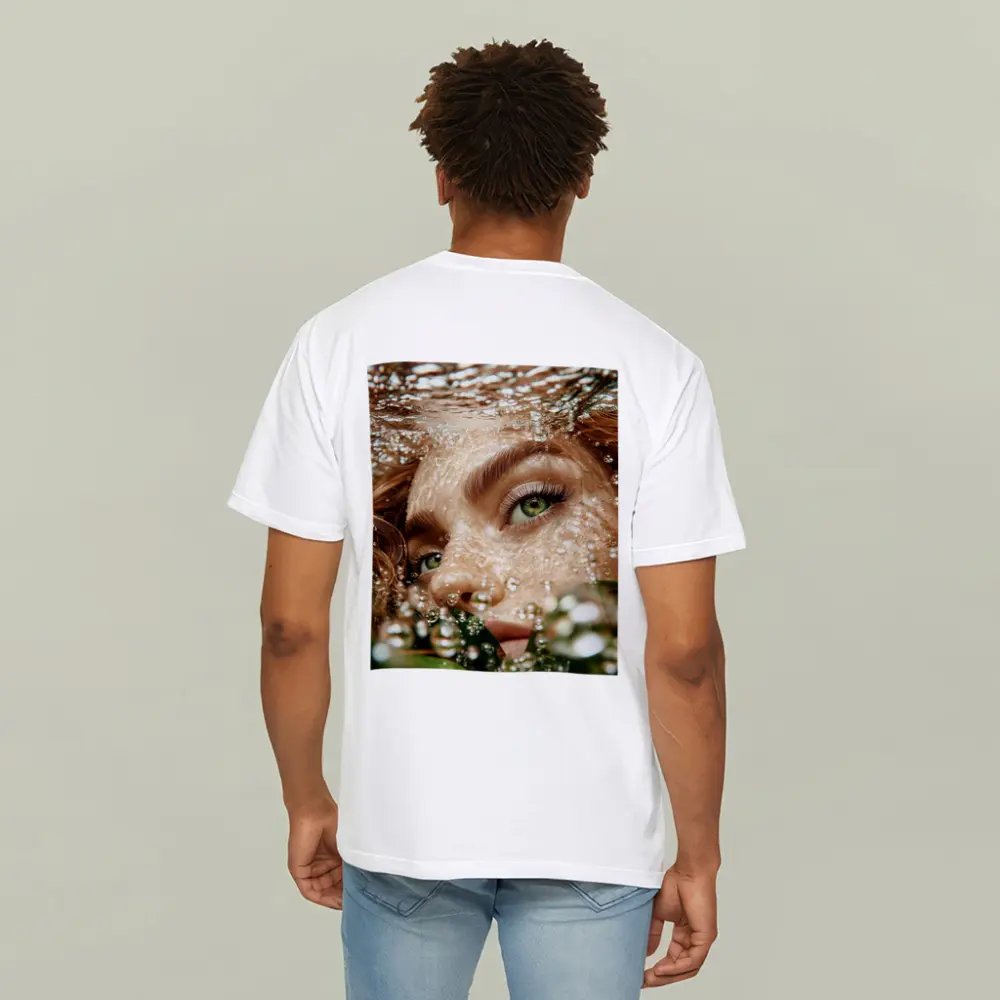 Woman Green Eyes Underwater Water Bubbles – T-Shirts