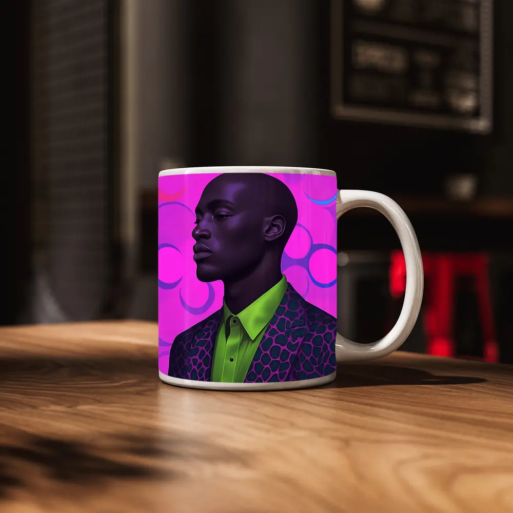 Man Portrait Pop Art Pink Background – Mugs