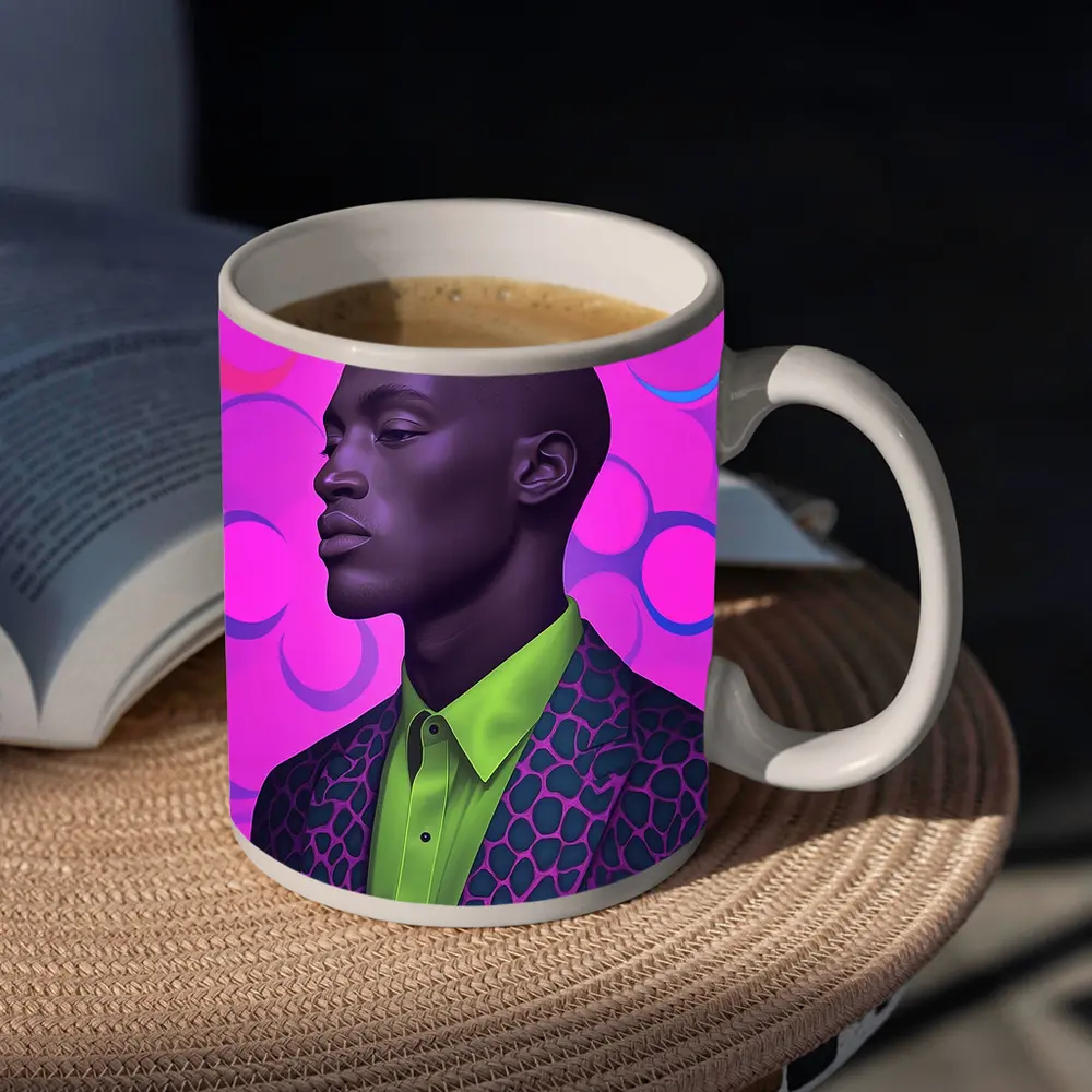Man Portrait Pop Art Pink Background – Mugs