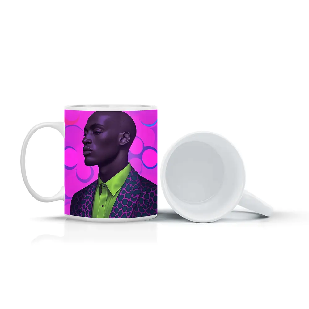 Man Portrait Pop Art Pink Background – Mugs