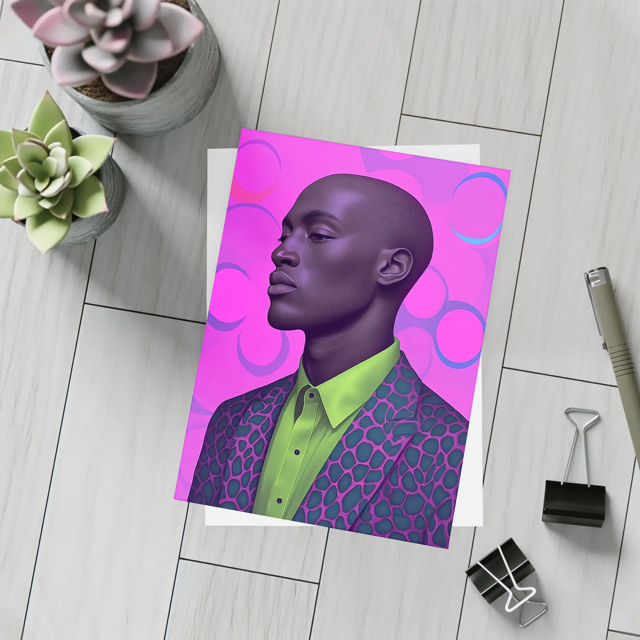 Man Portrait Pop Art Pink Background – Postcards