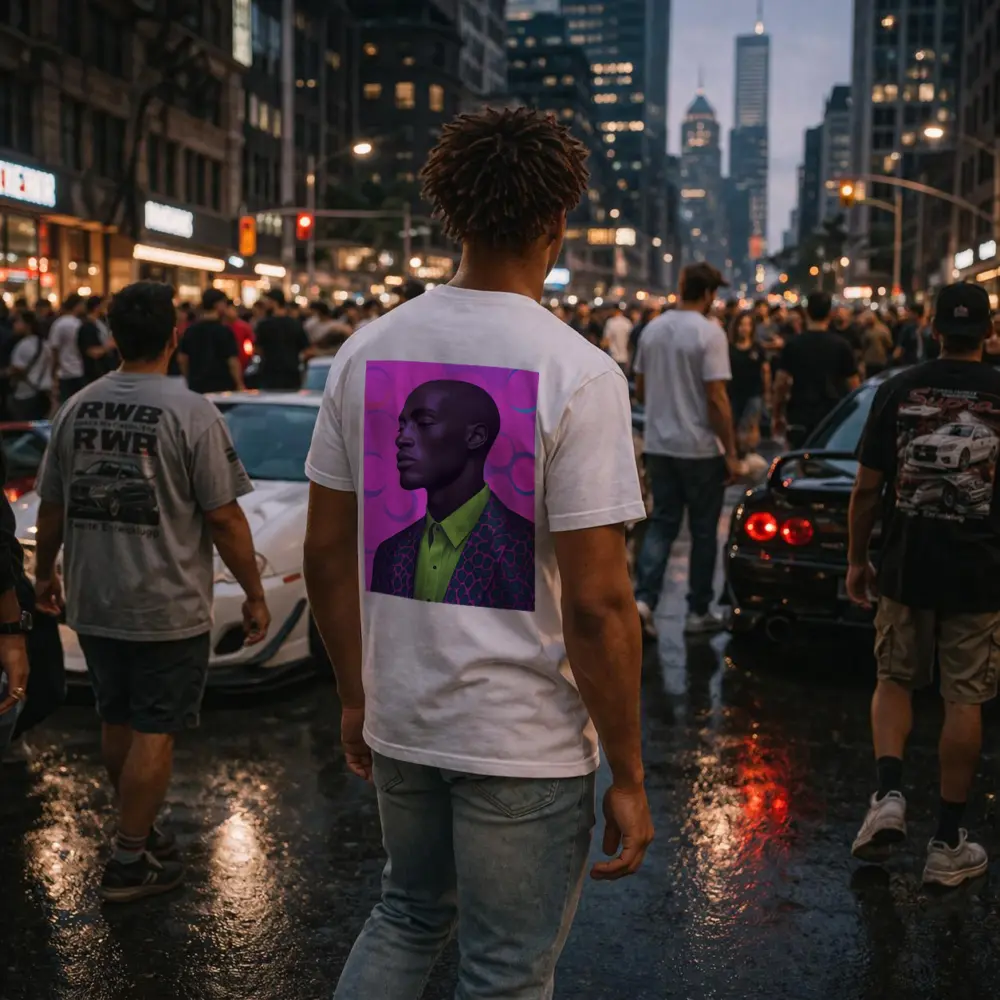Man Portrait Pop Art Pink Background – T-Shirts