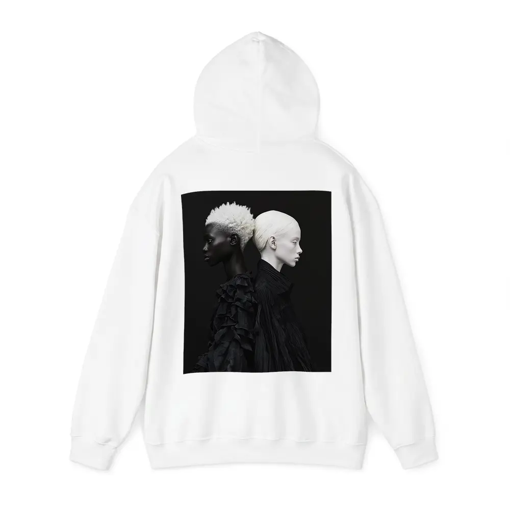 Two Women Black Fashion Portrait Dark Background – Hoodies