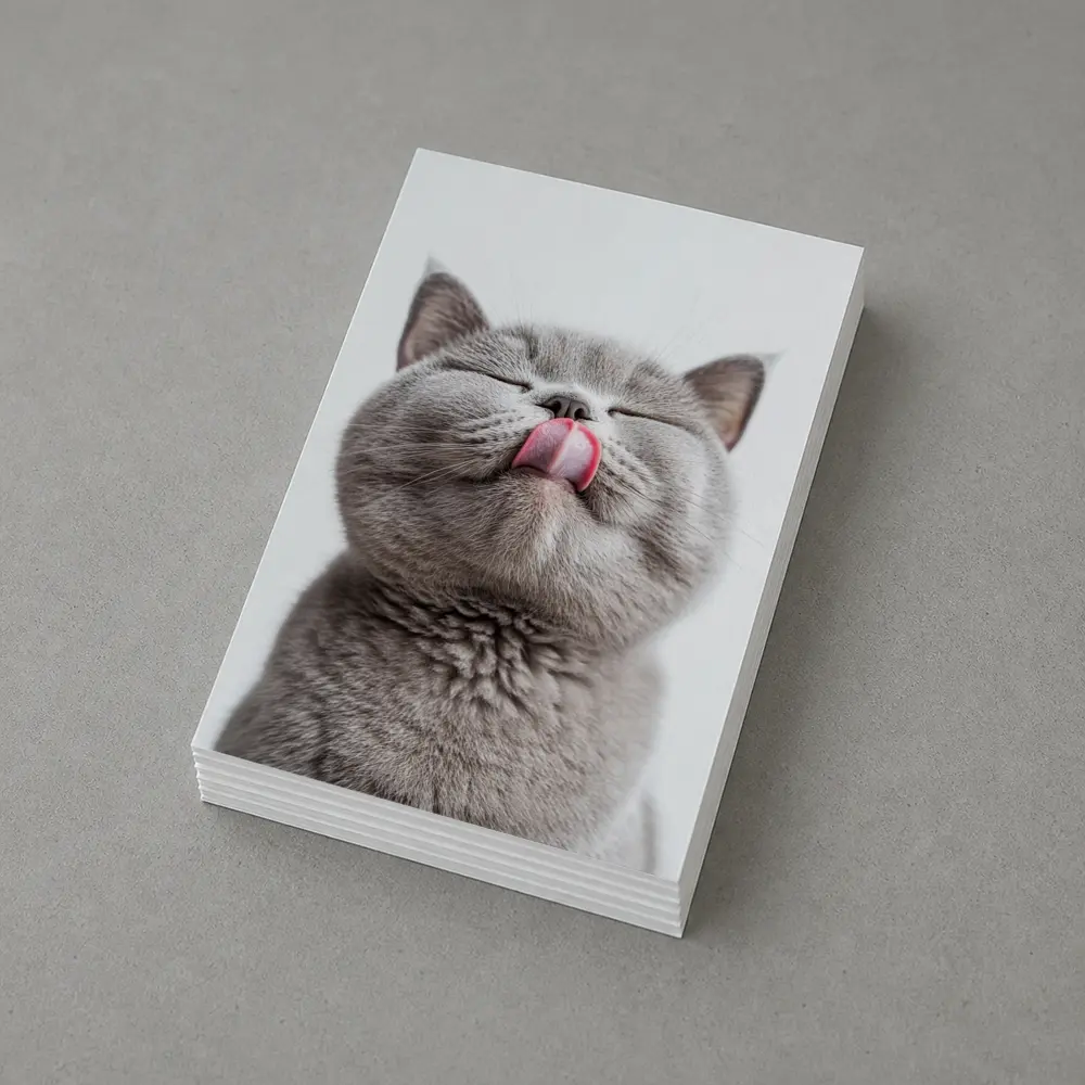 Gray British Shorthair Cat Licking Lips – Postcards