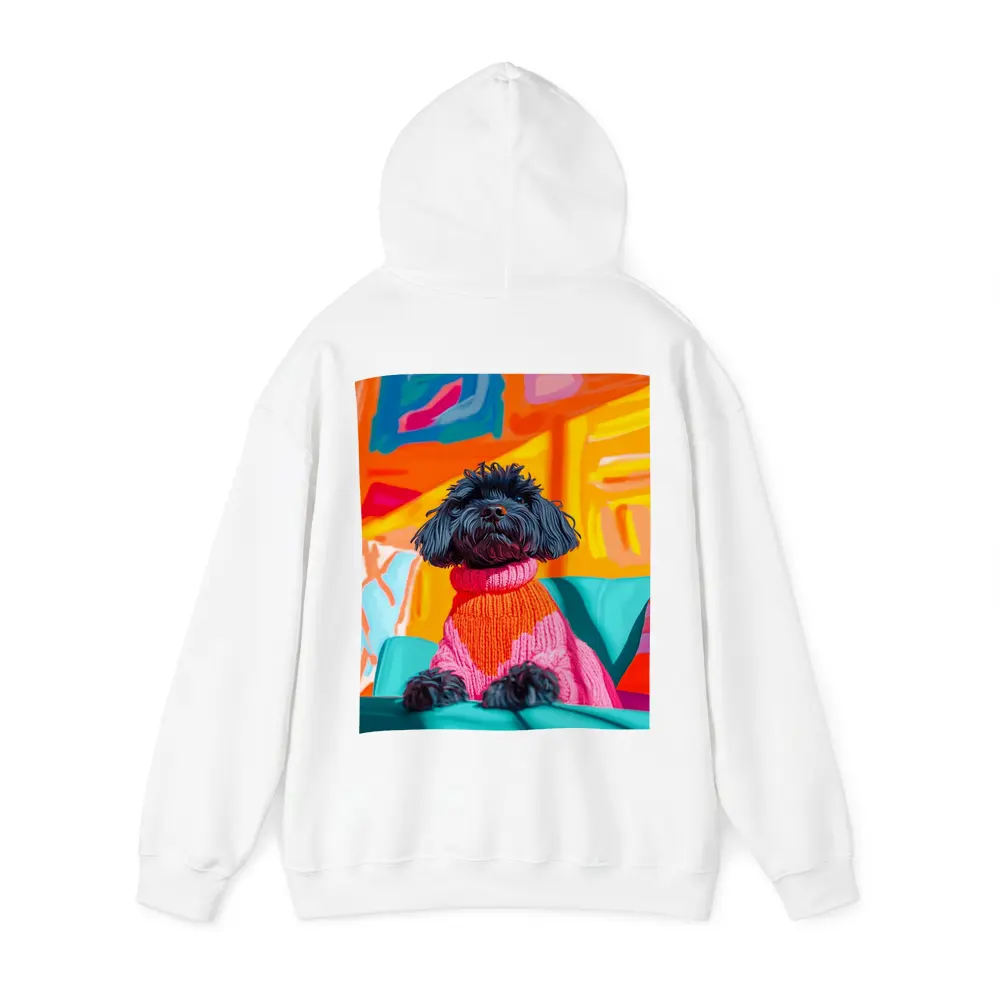 Black Poodle Pink Sweater Colorful Abstract Background – Hoodies