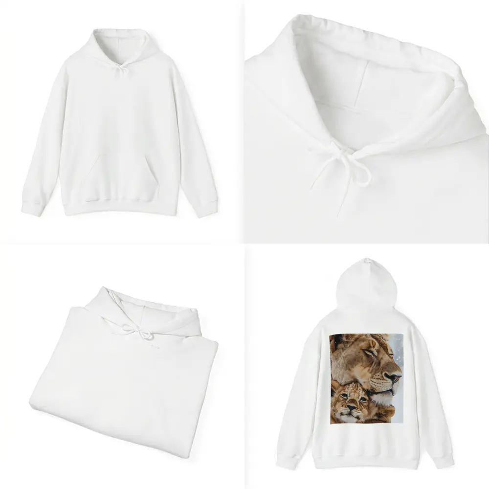 Lioness And Cub Close Up Snow – Hoodies