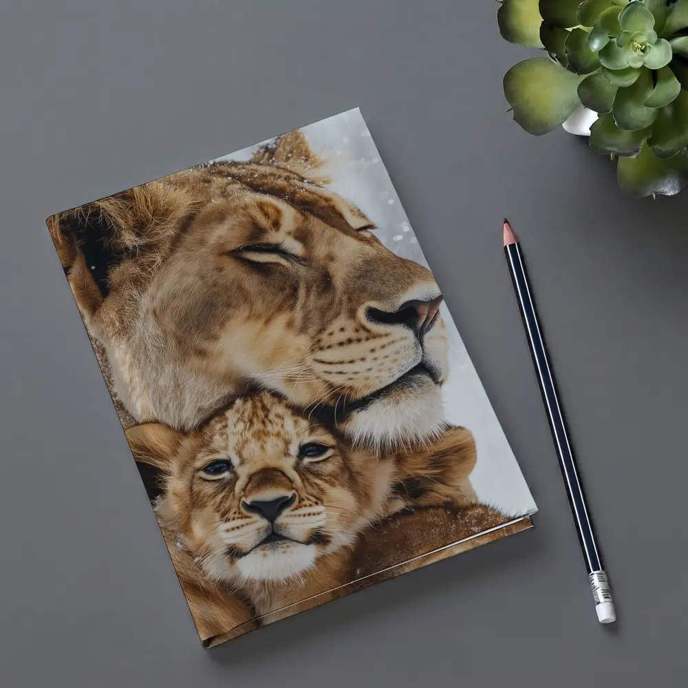 Lioness And Cub Close Up Snow – Notebooks