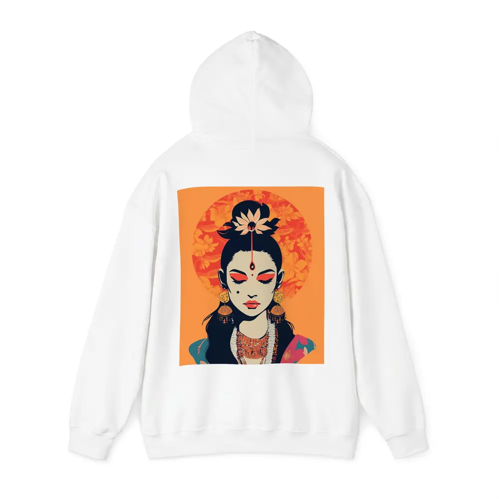 Indian Goddess Woman Orange Floral Background – Hoodies