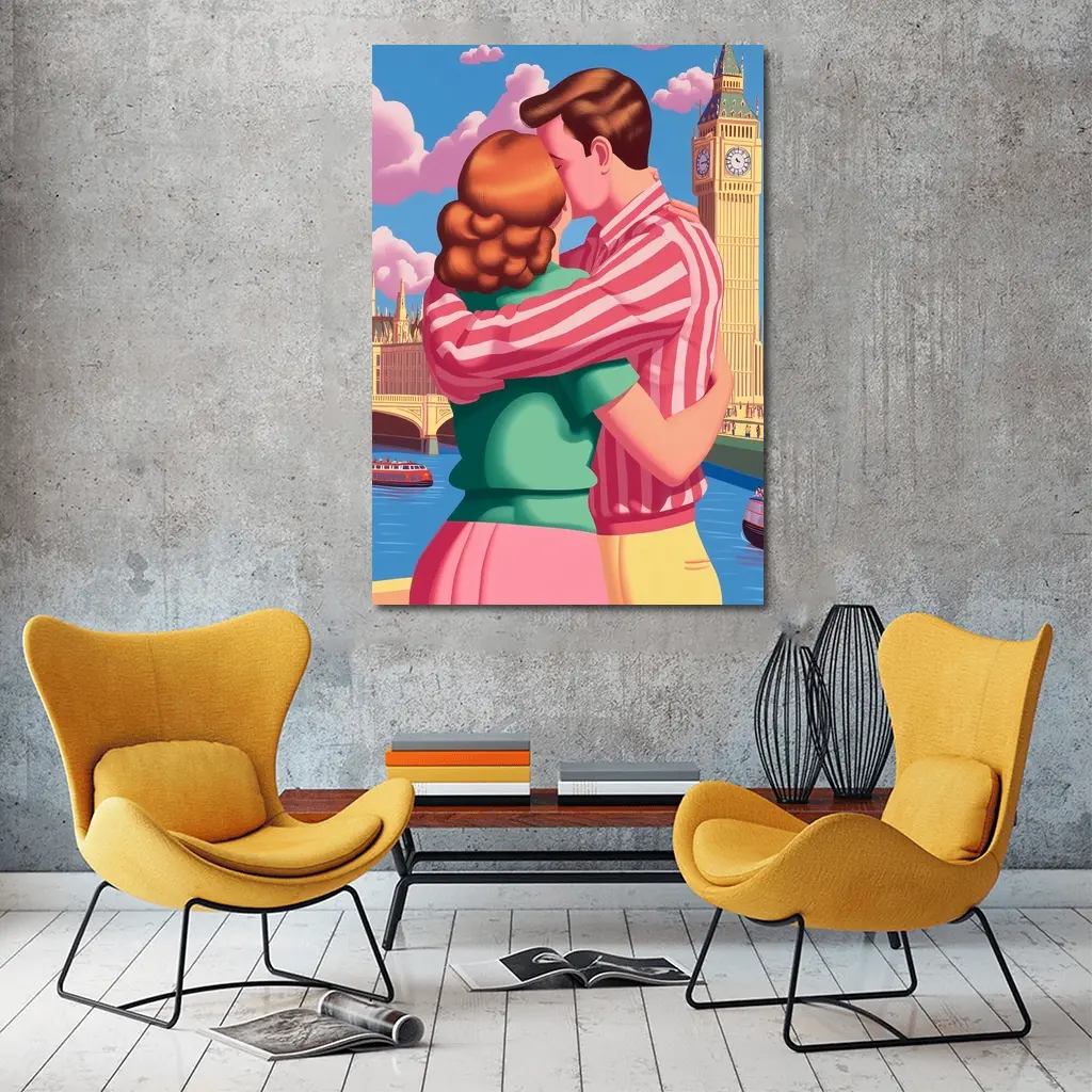 Couple Kissing Big Ben London Pop Art – Wall Art